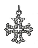 Rhodium Silver Cross Diamond Charm 18mm