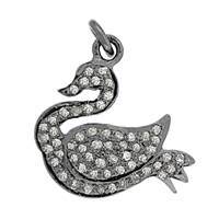 Rhodium Silver Swan Charm 18mm