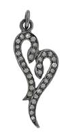 Rhodium Silver Heart Diamond Charm 27mm