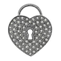 Rhodium Silver Heart Lock Diamond Charm 17mm