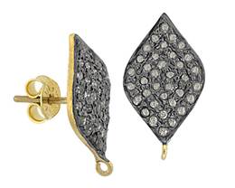 Gold Plated Sterling Silver Diamond Stud Earring