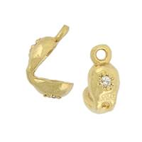 Vermeil Gold Cubic Zirconia Clamshell Bead Ending