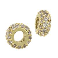 Vermeil Cubic Zirconia Rondel Beads (White CZ)