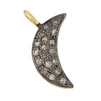 Rhodium Sterling Silver 13mm 15pts Waning Crescent Moon Charm