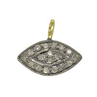 Rhodium Silver Eye Diamond Charm 13mm