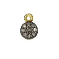 Rhodium Silver Disc Diamond Charm 6mm