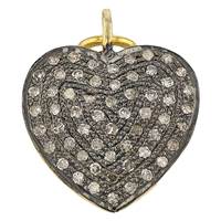 Rhodium Sterling Silver 15mm 62pts Diamond Heart Charm