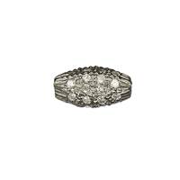 Rhodium Sterling Silver Rice Diamond Bead B-5