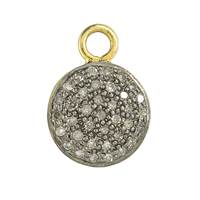 Rhodium Silver Disc 10mm Diamond Charm 10mm