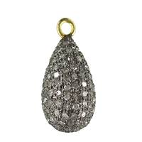 Rhodium Silver Drop Diamond Charm 17mm