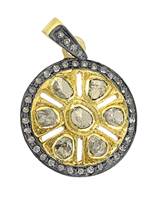 Rhodium Silver 20mm Disc Diamond Charm