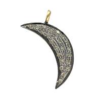 Rhodium Silver Waxing Crescent Moon Diamond Charm M-1