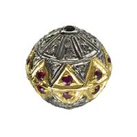 Gold Plated Sterling Silver Ball Ruby Diamond Bead