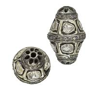 Rhodium Sterling Silver Barrel Diamond Bead B-14