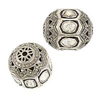 Rhodium Sterling Silver Barrel Diamond Bead B-27