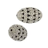 Rhodium Sterling Silver Rice Diamond Bead B-10