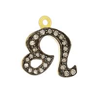 Rhodium Silver Zodiac Sign Leo Diamond Charm 13mm