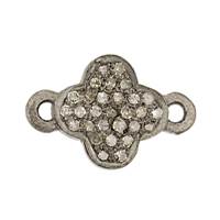 Rhodium Sterling Silver Flower Diamond Connector