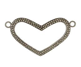 Rhodium Silver Diamond Heart Centerpiece P-3