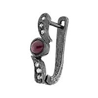 Rhodium Sterling Silver Leverback Ruby Stud Earring