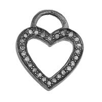 Rhodium Silver Diamond Heart Charm 15mm