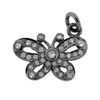 Rhodium Silver Butterfly Diamond Charm 18mm