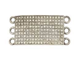 Rhodium Silver Diamond 3 Rows Centerpiece