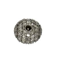 Rhodium Sterling Silver Barrel Diamond Bead B-26