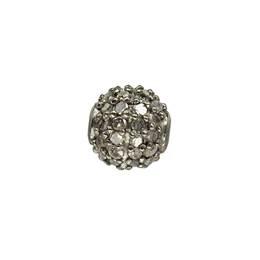 Rhodium Sterling Silver Barrel Diamond Bead B-24