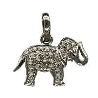 Rhodium Silver Elephant Diamond Charm 22mm