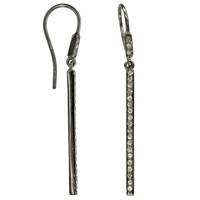 Rhodium Sterling Silver Diamond Drop Earwire