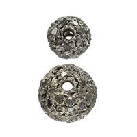 Rhodium Sterling Silver Ball Black Diamond Beads