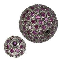 Rhodium Sterling Silver Pink Sapphire Bead