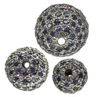 Rhodium Sterling Silver Blue Sapphire Bead