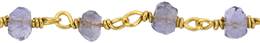 Pigtail Gold Plated Chain 4MM Iolite Bead