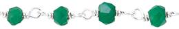 Pigtail Silver Chain 4mm Green Agated Bead
