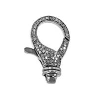 Rhodium Sterling Silver Diamond Lobster Clasp