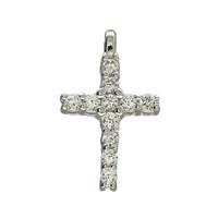 Rhodium Plated Sterling Silver Cubic Zirconia 14mm Cross Charm
