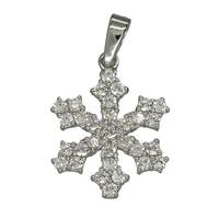 Sterling Silver Cubic Zirconia Snowflake Charm 14mm