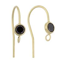 Gold Filled 4mm Black Round Cubic Zirconia Earwire