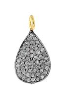 Rhodium Silver Pear Diamond Charm 20mm