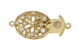 Gold Vermeil Cubic Zirconia Oval Box Clasp