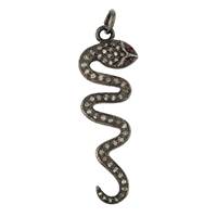 Rhodium Sterling Silver 41pts 36mm Diamond Snake Charm