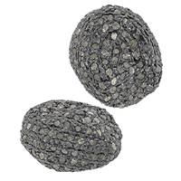 Rhodium Sterling Silver Pebble Diamond Bead B-25