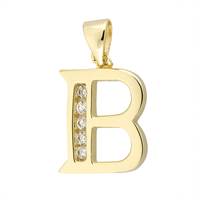 Vermeil Gold Cubic Zirconia Letter B 12mm Charm