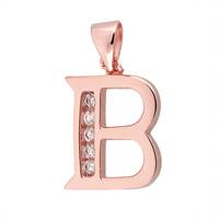 Rose Gold Vermeil Cubic Zirconia Charm Letter B 12mm