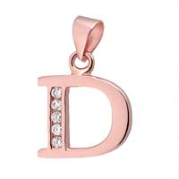 Rose Gold Vermeil Cubic Zirconia Charm Letter D 12mm