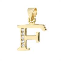 Vermeil Gold Cubic Zirconia Letter F 12mm Charm