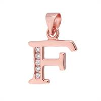 Rose Gold Vermeil Cubic Zirconia Charm Letter F 12mm