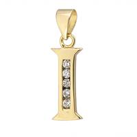 Vermeil Gold Cubic Zirconia Letter I 12mm Charm